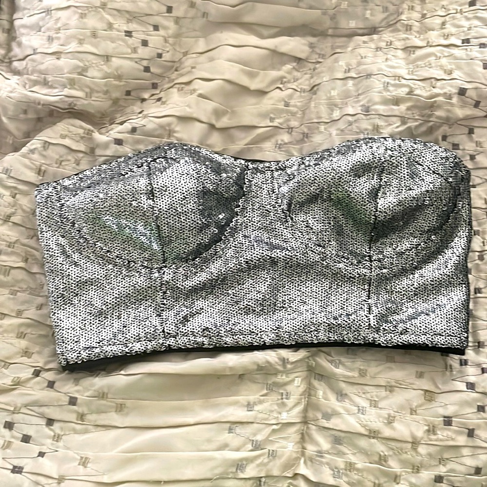 Silver sequins crop top